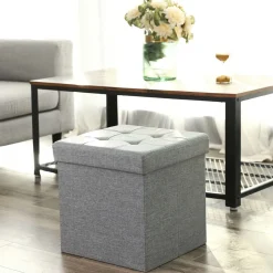 Best SONGMICS Coffre de rangement 40L gris clair