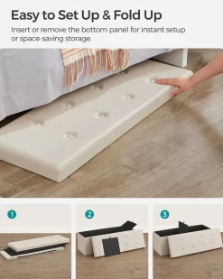 Fashion SONGMICS Coffre de rangement pliable 110 x 38 x 38 cm beige