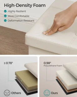 Fashion SONGMICS Coffre de rangement pliable 110 x 38 x 38 cm beige