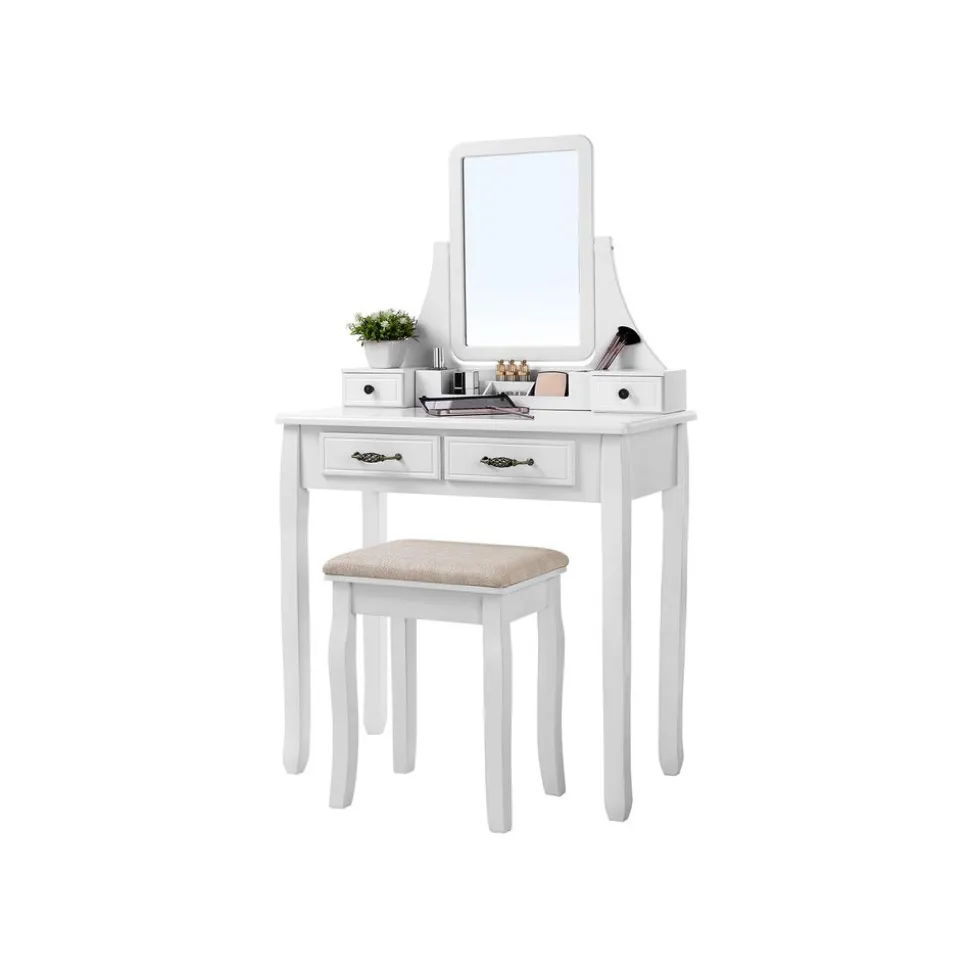 Cheap SONGMICS Coiffeuse 2 tiroirs Blanc