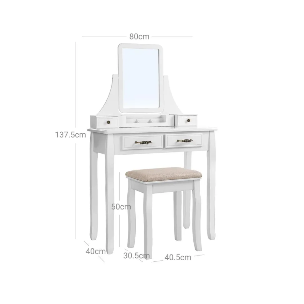 Cheap SONGMICS Coiffeuse 2 tiroirs Blanc