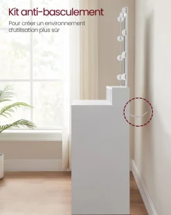 Shop SONGMICS Coiffeuse avec miroir et tabouret industriel