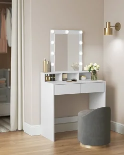 Shop SONGMICS Coiffeuse avec miroir et tabouret industriel