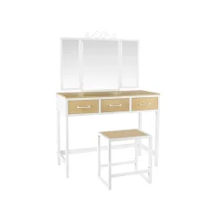 Store SONGMICS Coiffeuse avec tabouret Blanc