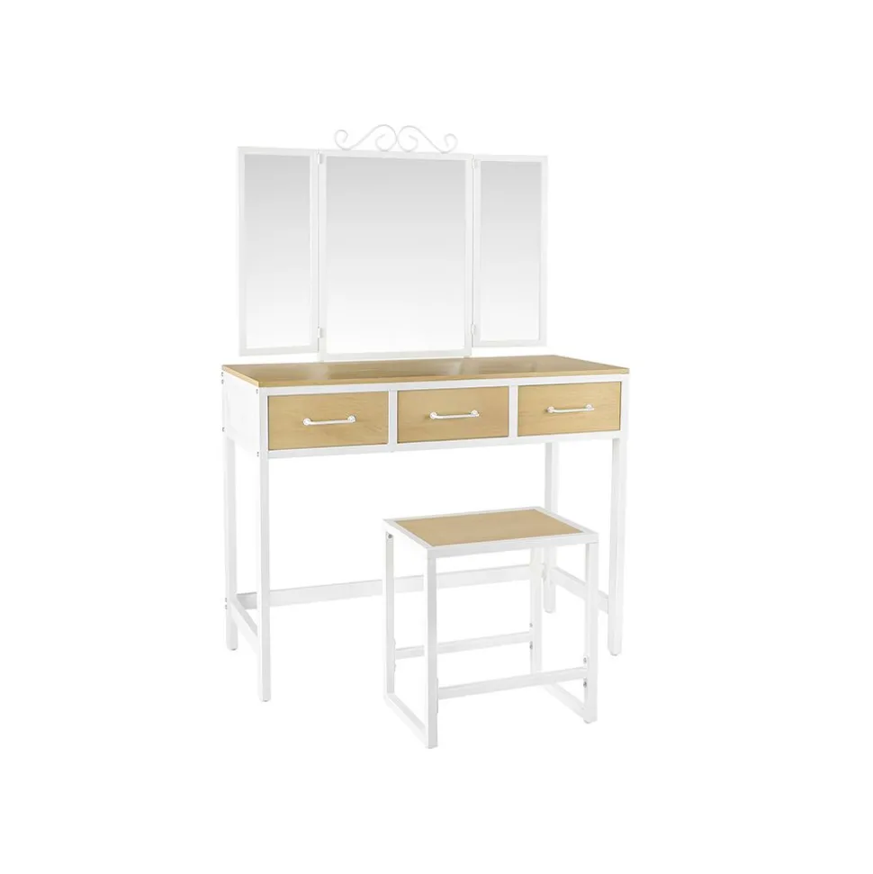 Store SONGMICS Coiffeuse avec tabouret Blanc