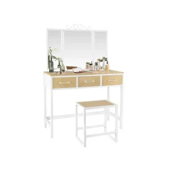 Store SONGMICS Coiffeuse avec tabouret Blanc