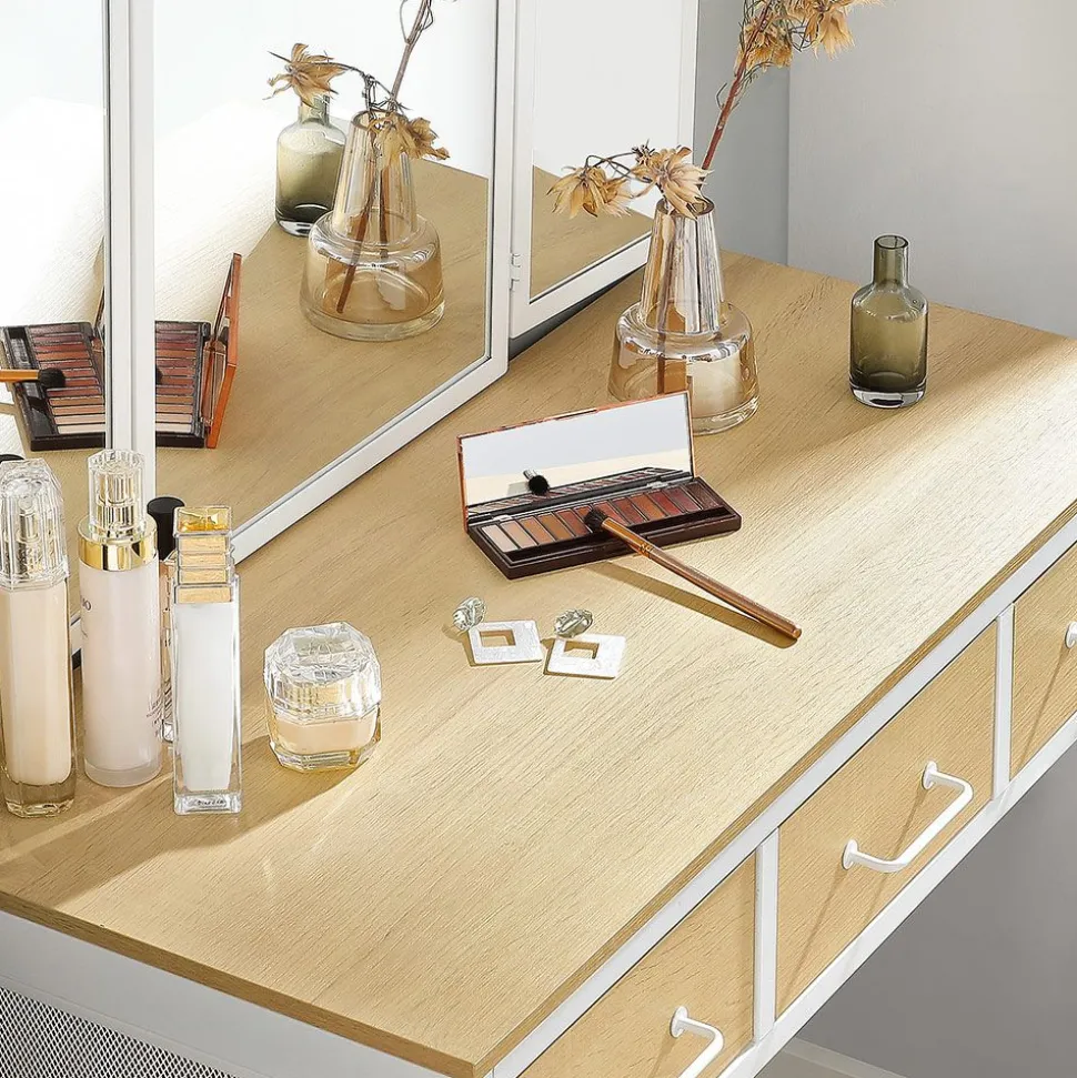 Store SONGMICS Coiffeuse avec tabouret Blanc