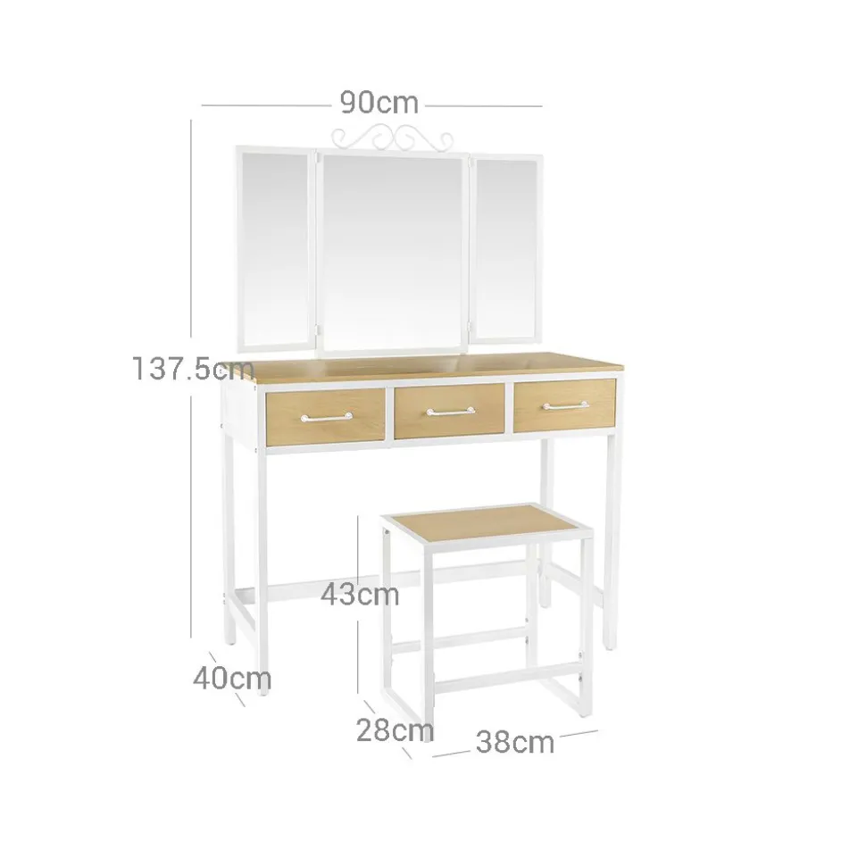 Store SONGMICS Coiffeuse avec tabouret Blanc