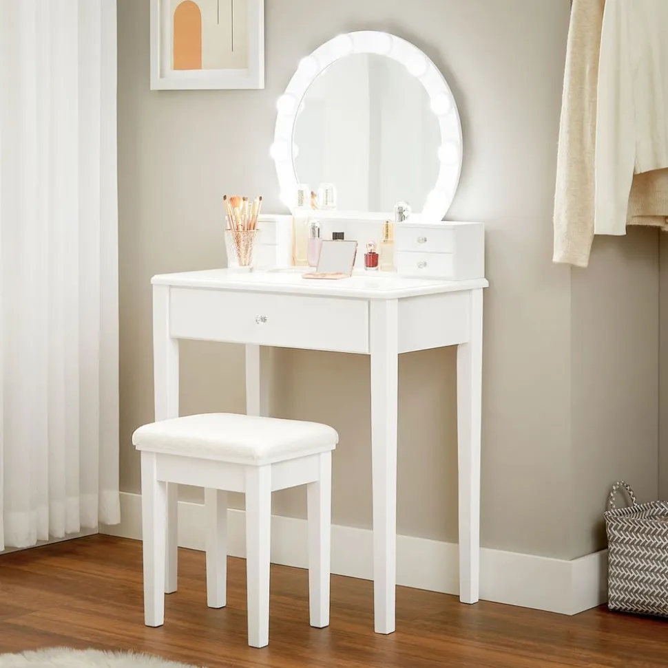 Clearance SONGMICS Coiffeuse LED Blanc