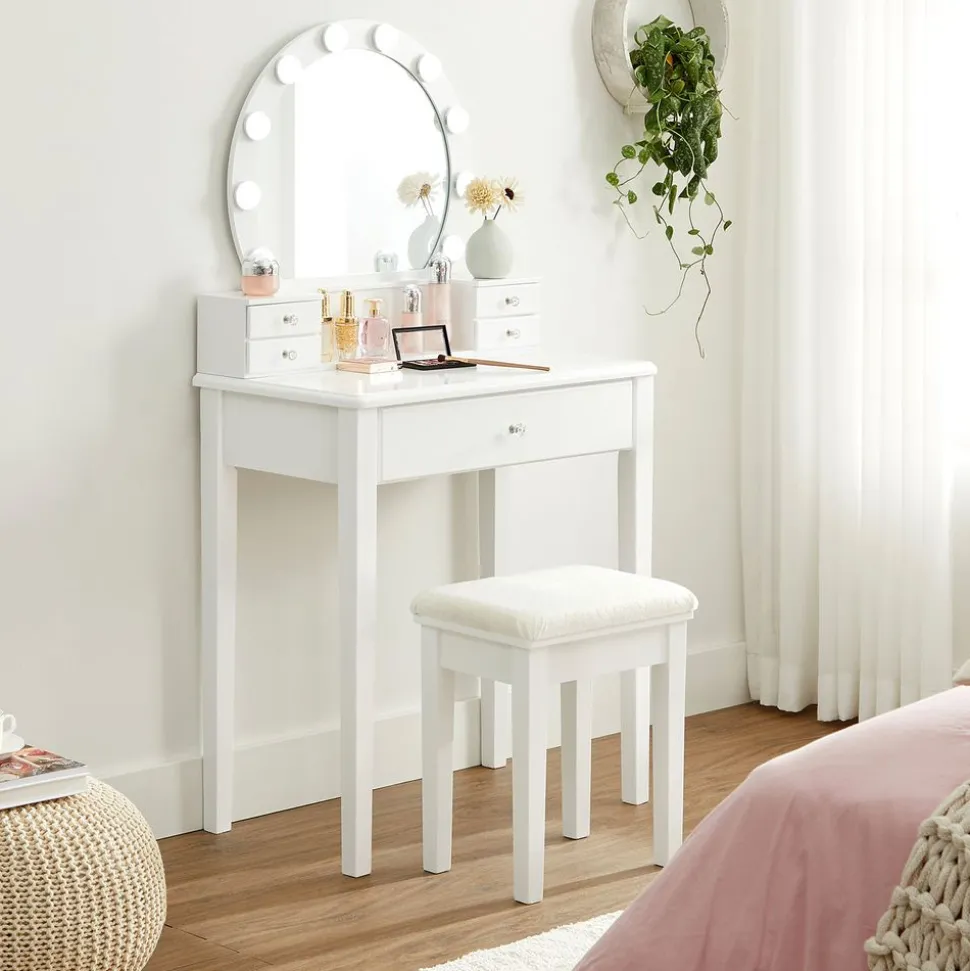 Clearance SONGMICS Coiffeuse LED Blanc