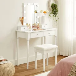 Cheap SONGMICS Coiffeuse miroir LED Blanc