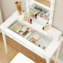 Cheap SONGMICS Coiffeuse miroir LED Blanc