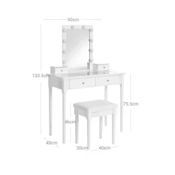 Cheap SONGMICS Coiffeuse miroir LED Blanc