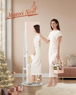 New SONGMICS Coiffeuse miroir rectangulaire Blanc