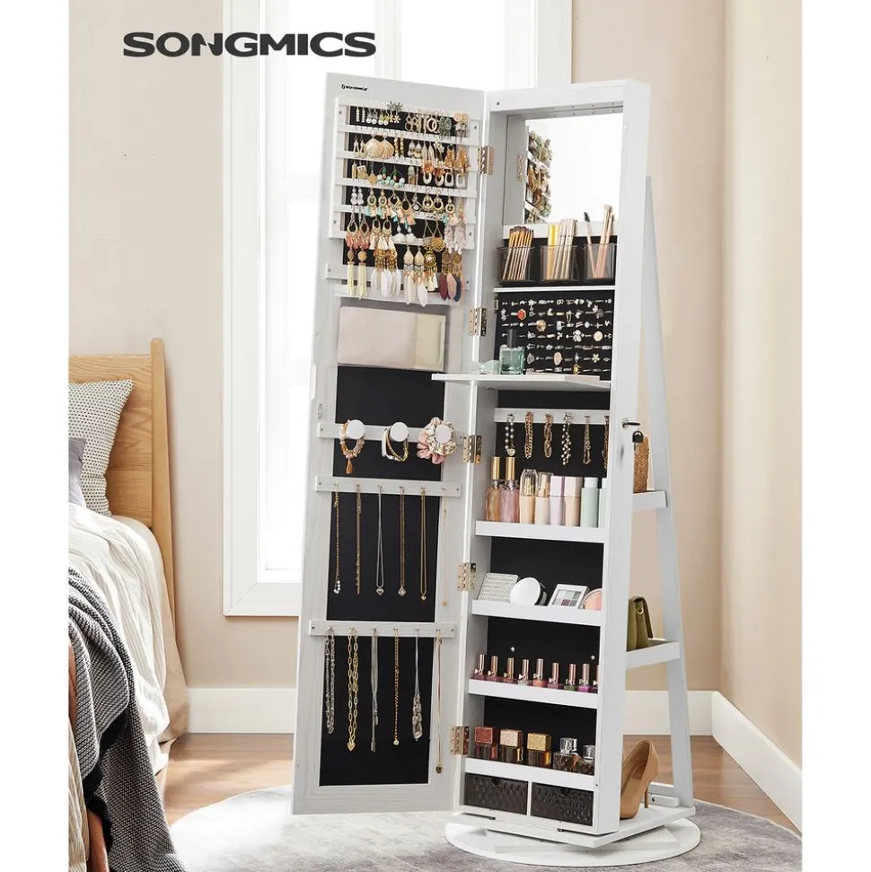 New SONGMICS Coiffeuse miroir rectangulaire Blanc