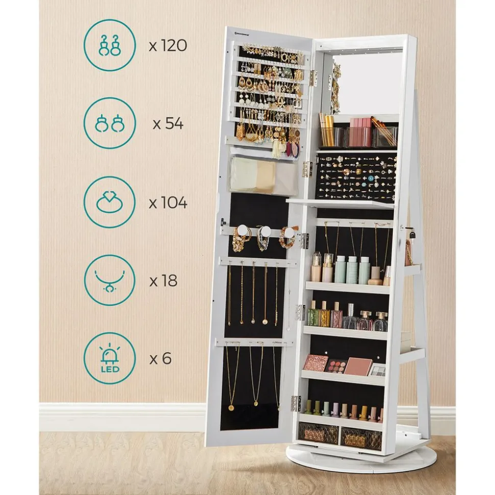 New SONGMICS Coiffeuse miroir rectangulaire Blanc