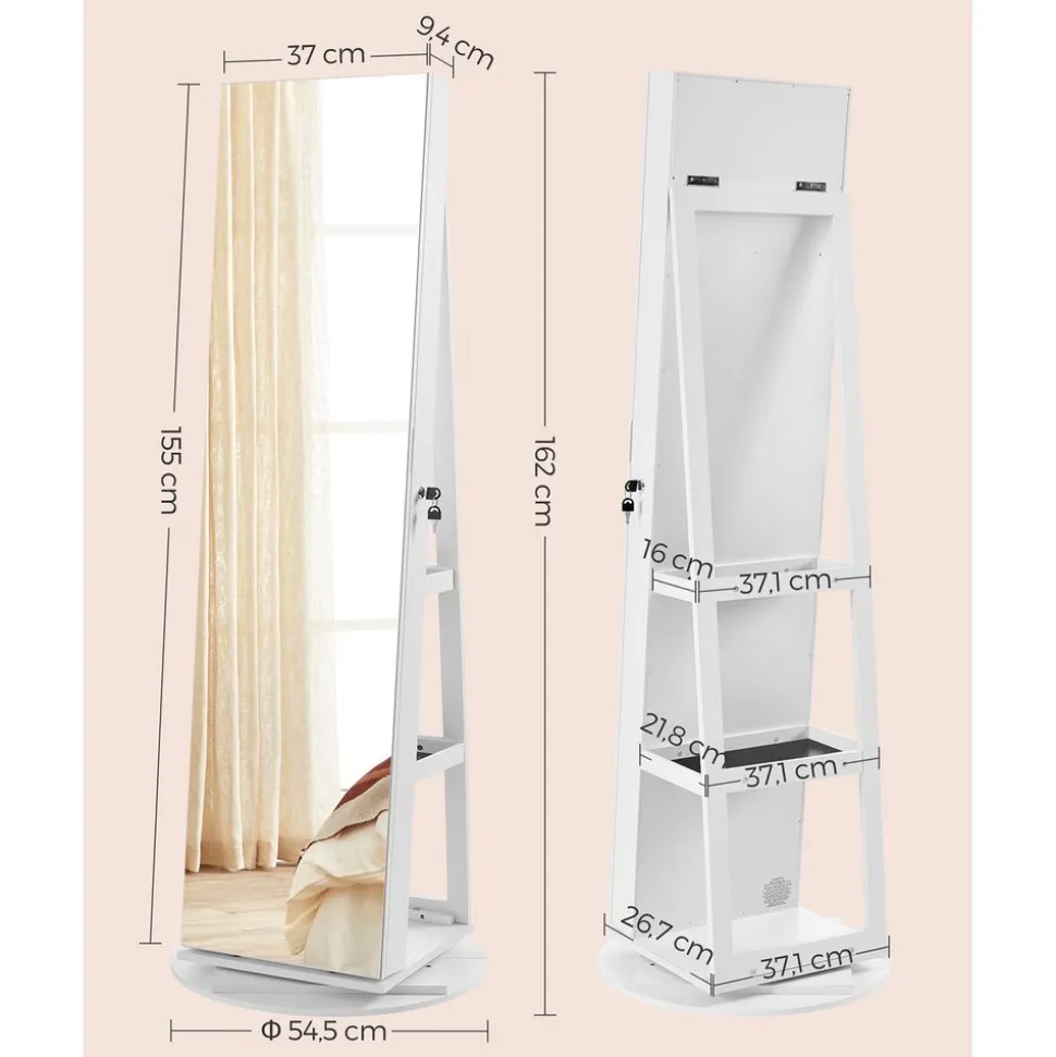 New SONGMICS Coiffeuse miroir rectangulaire Blanc