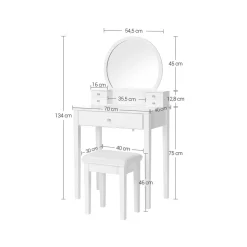 Discount SONGMICS Coiffeuse ronde Blanc
