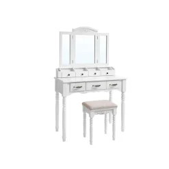 Clearance SONGMICS Coiffeuse triple miroir noir