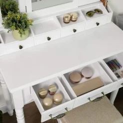 Clearance SONGMICS Coiffeuse triple miroir noir