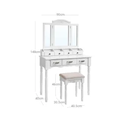 Clearance SONGMICS Coiffeuse triple miroir noir