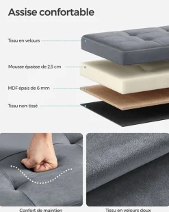 Shop SONGMICS Collection EKHO - Banc d'entrée en PU marron caramel