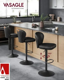 Hot SONGMICS Collection EKHO - tabouret de bar pivotant à 360° avec rangement marron caramel