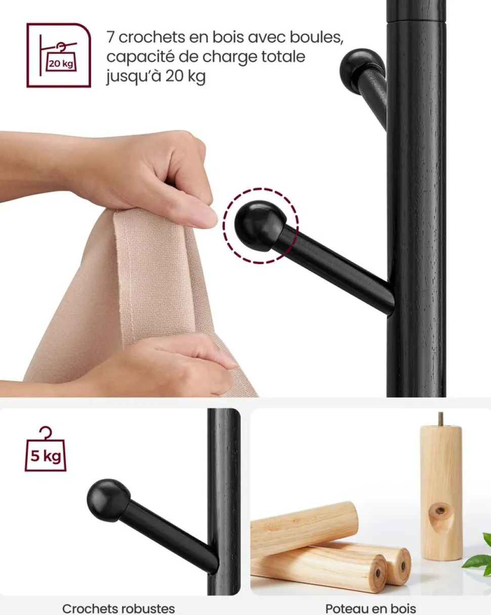 Best SONGMICS Collection LUIZ – banc partie supérieure réversible capacité 300 kg noir d’encre