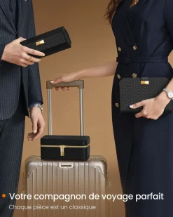 Cheap SONGMICS Collection RONNE - Étui de voyage 3 montres surface noir et doublure noir