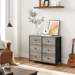 Sale SONGMICS Commode 6 tiroirs Greige + Noir