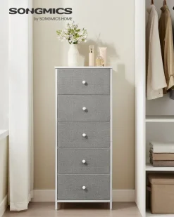 Clearance SONGMICS Commode avec 9 tiroirs et éclairage LED 33,5 x 114 x 84 cm blanc nuage