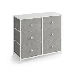 Best Sale SONGMICS Commode avec tiroirs en tissu gris clair et blanc