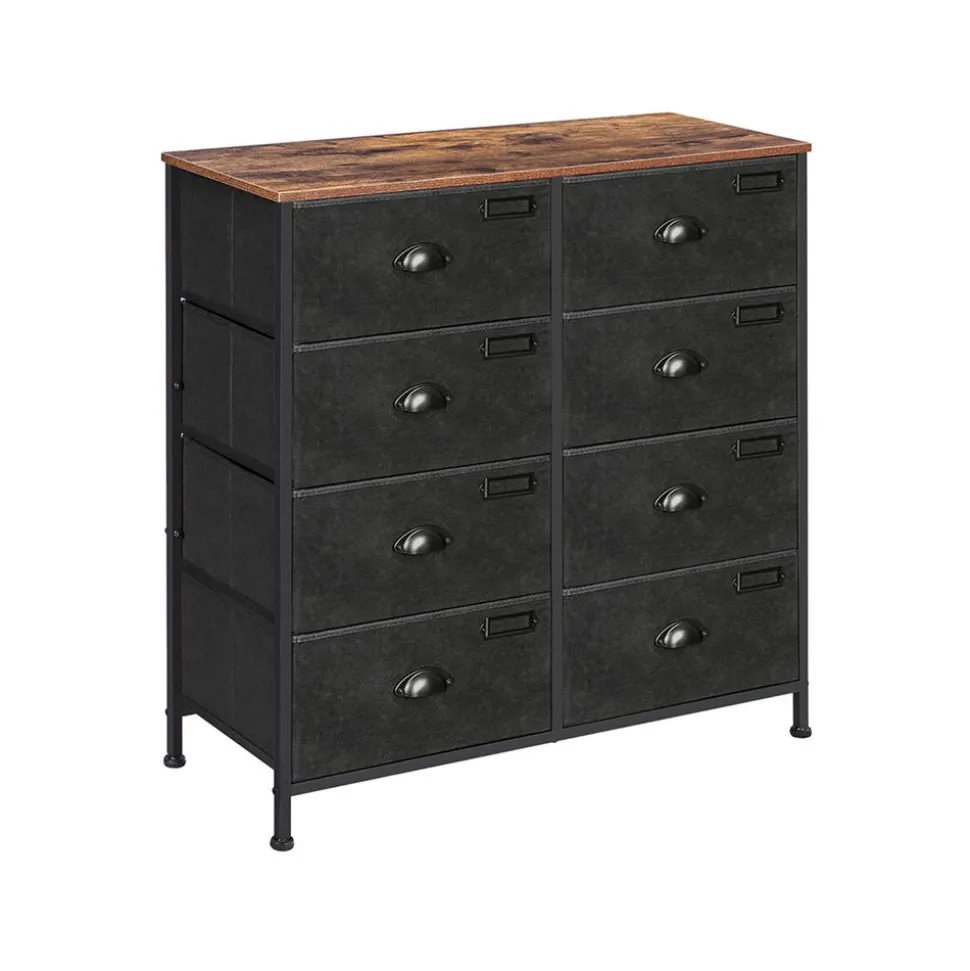 Hot SONGMICS Commode en Tissu Marron Rustique + Noir
