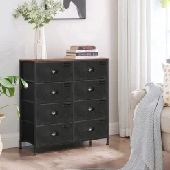 Hot SONGMICS Commode en Tissu Marron Rustique + Noir