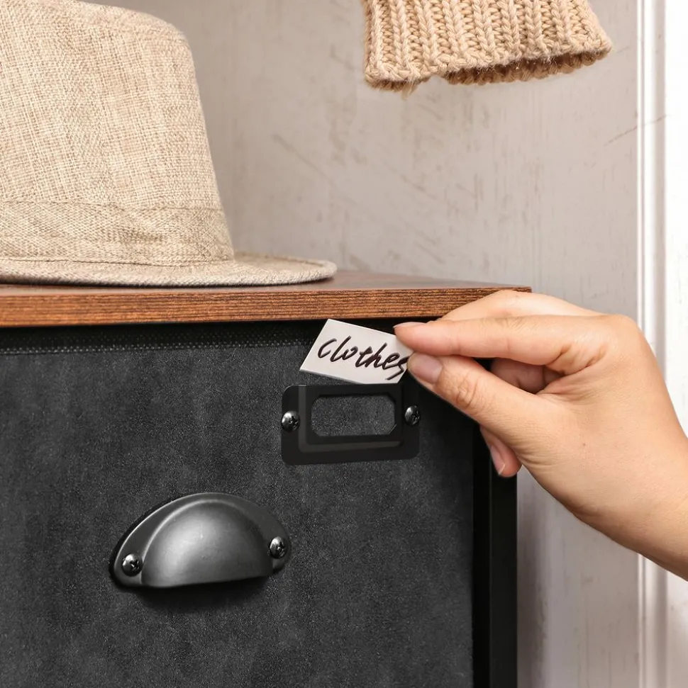 Hot SONGMICS Commode en Tissu Marron Rustique + Noir