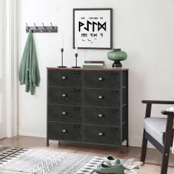 Hot SONGMICS Commode en Tissu Marron Rustique + Noir