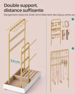 Shop SONGMICS Commode en tissu avec 4 tiroirs gris clair blanc