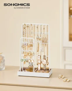 Shop SONGMICS Commode en tissu avec 4 tiroirs gris clair blanc