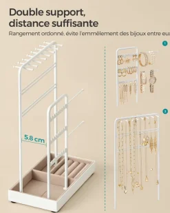 Shop SONGMICS Commode en tissu avec 4 tiroirs gris clair blanc