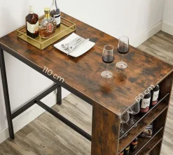 Fashion SONGMICS Comptoir bar industriel Marron Rustique + Noir