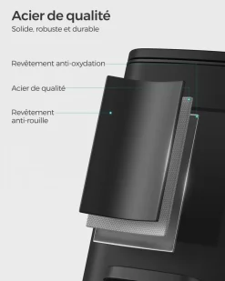 Fashion SONGMICS Corbeille à déchets 6L à pédale noir