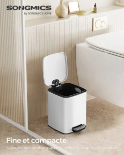 Fashion SONGMICS Corbeille à déchets 6L à pédale noir