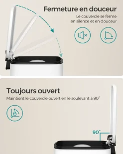 Fashion SONGMICS Corbeille à déchets 6L à pédale noir