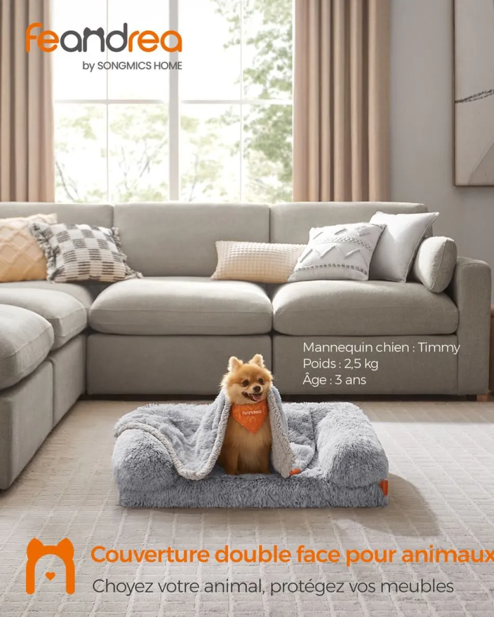 Clearance SONGMICS Couverture chien hydrofuge réversible 73 x 63 cm gris ombré