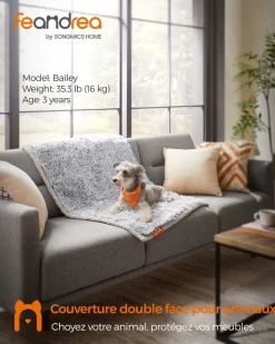 Clearance SONGMICS Couverture chien hydrofuge réversible 73 x 63 cm gris ombré