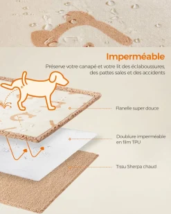 Outlet SONGMICS Couverture Chien Hydrofuge Tissu Polaire et Flanelle