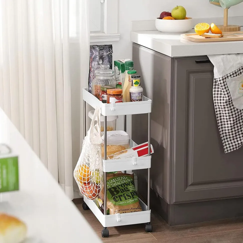 New SONGMICS Desserte à roulettes 3 niveaux gris