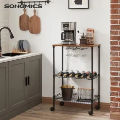 Fashion SONGMICS Desserte à vin Noir