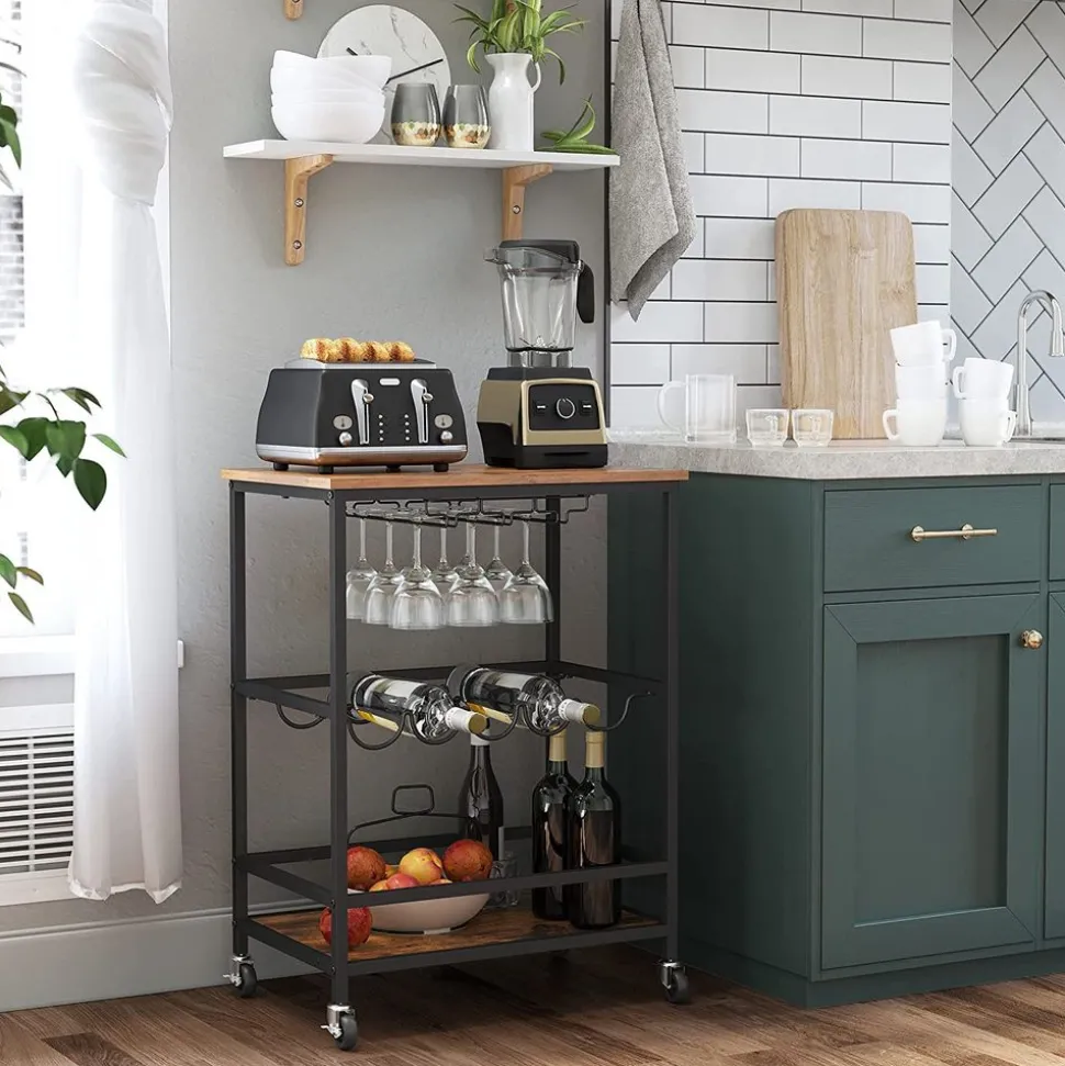 New SONGMICS Desserte bar industriel Marron Rustique + Noir