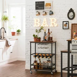 New SONGMICS Desserte bar industriel Marron Rustique + Noir